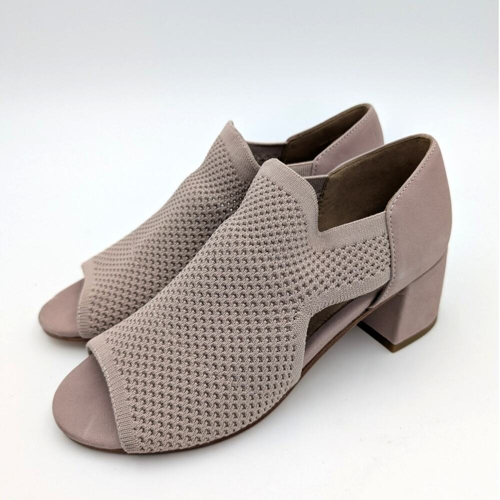 Eileen Fisher Ferris Knit Block Heel Sandal Women's Blush Tan Size US5